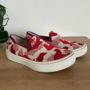 Rothy's The Kids Slip On Sneakers in Red &‎ White Llama Camo - Size 10C